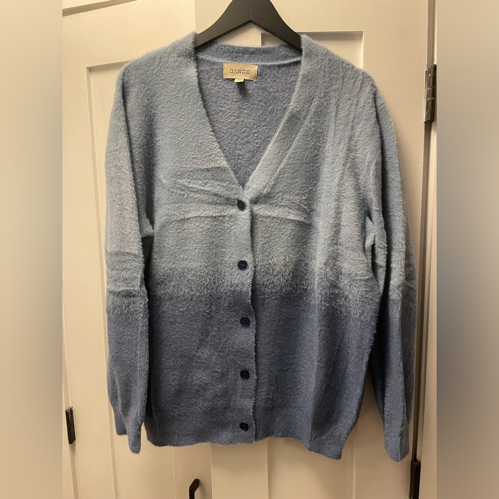 Ombré Blue Fuzzy Knit Cardigan